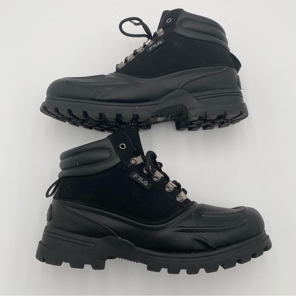Fila Men\'s Weathertec Chunky Full Lace Up Hiking Ankle Boots Shoes Black Size 11